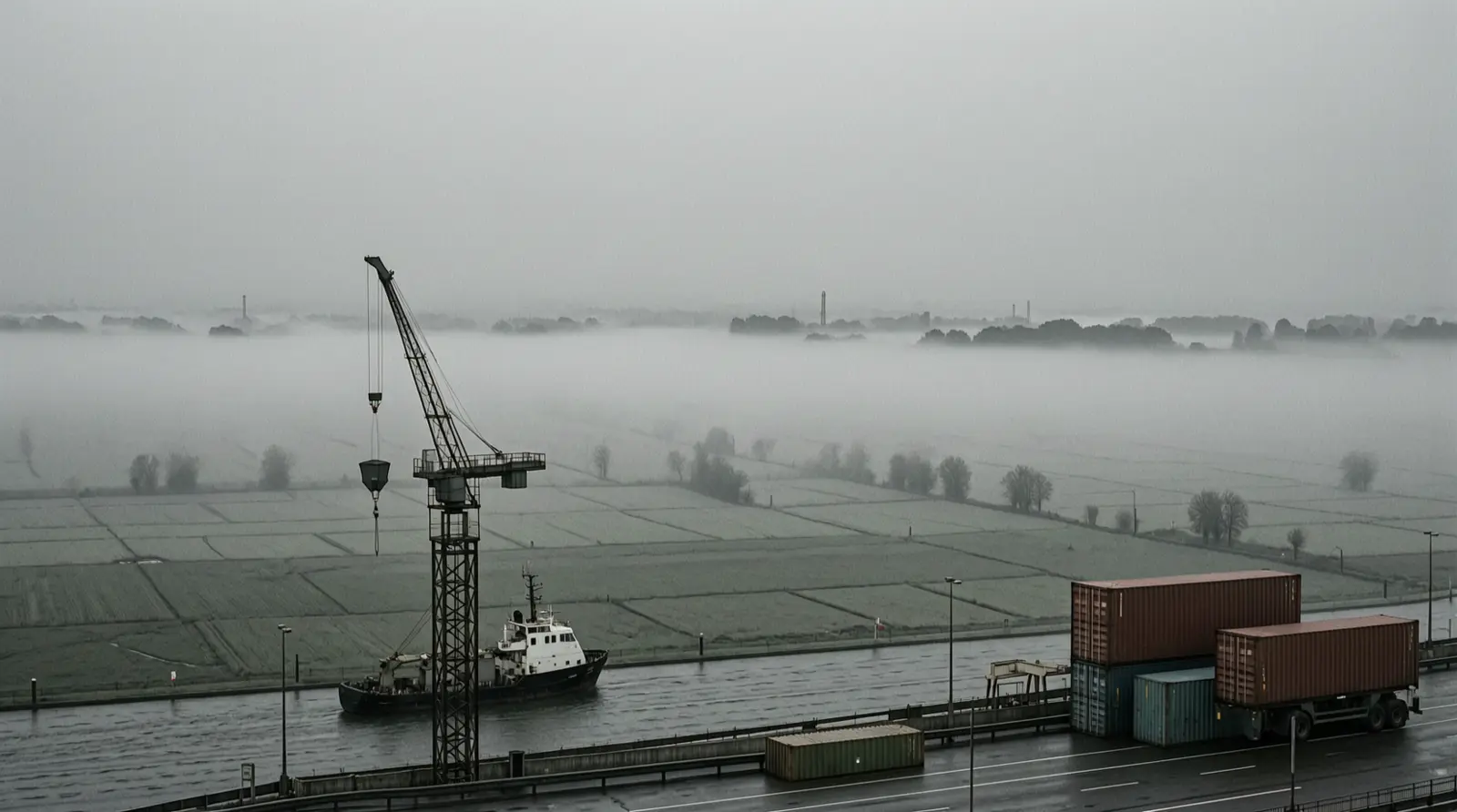 Fog lying over the Po Valley at dawn.